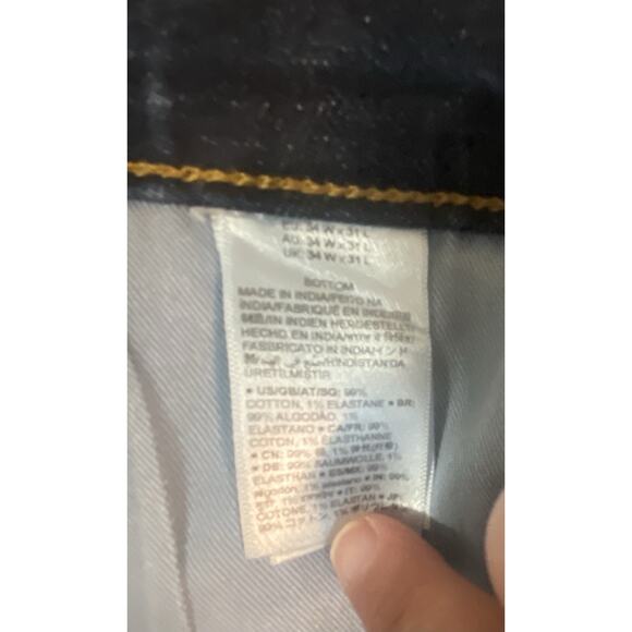 Amazon Essentials Jeans Mens 34 X 31 Blue Slim Mince Stretch Straight Denim Dark - Picture 9 of 10